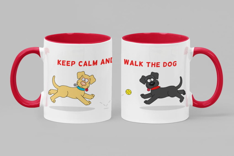 Mok "Keep calm and walk the dog" kleur rood